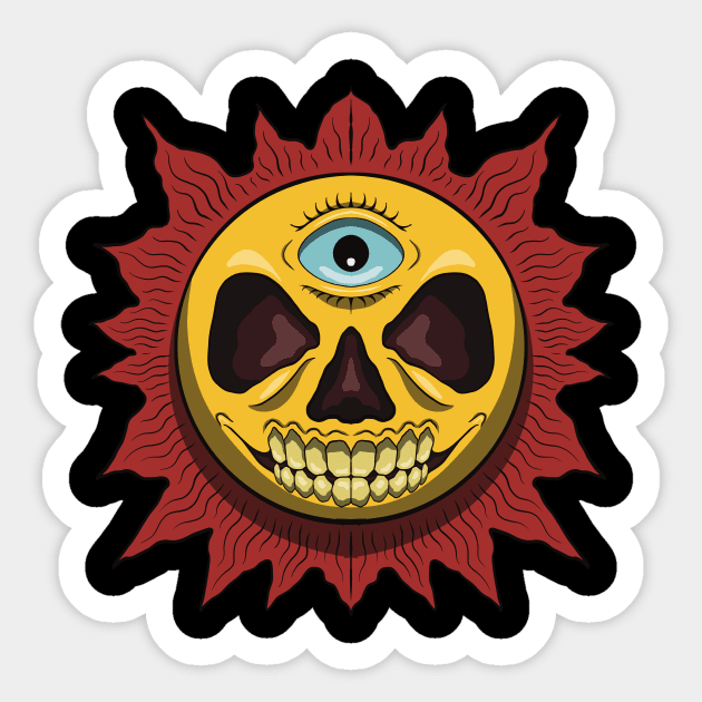 Burning Sun Skull. Sticker by Watidstudio